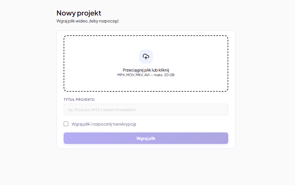 FastClip — ekran dodawania materiału wideo
